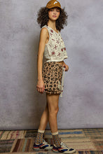 Load image into Gallery viewer, POL Printed Terry Knit Mini Skirt with Crochet Details in Sand Leo