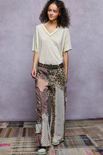Load image into Gallery viewer, POL Relaxed Fit Twill Patchwork Pants in Leopard/Purple