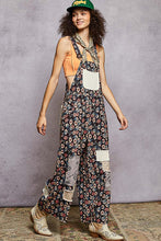 Load image into Gallery viewer, POL Printed Corduroy Overalls with Mixed Patches in Black Multi