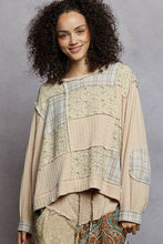Load image into Gallery viewer, POL Mixed Print Patchwork Top in Toasted Almond