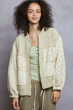 Load image into Gallery viewer, POL Quilted Floral and Ribbed Knit Jacket in Cream Multi