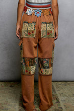 Load image into Gallery viewer, POL French Terry Pants with Mixed Print Patch in Chocolate Mousse