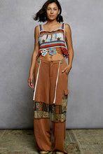 Load image into Gallery viewer, POL French Terry Pants with Mixed Print Patch in Chocolate Mousse