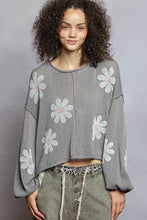 Load image into Gallery viewer, POL Lightweight Flower Print Knit Sweater in Koala Grey