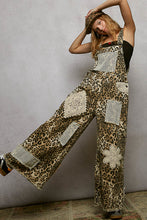 Load image into Gallery viewer, POL Printed Twill Overalls with Mixed Crochet Patches in Sand Leopard