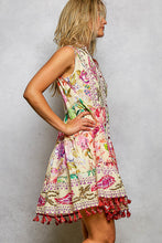 Load image into Gallery viewer, POL Mixed Print and Tassel Detail Tiered Mini Dress in Cream Multi