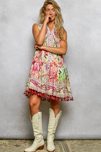 Load image into Gallery viewer, POL Mixed Print and Tassel Detail Tiered Mini Dress in Cream Multi