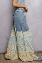 Load image into Gallery viewer, POL Twill Pants with Contrasting Asymmetrical Patchwork in Light Denim Multi