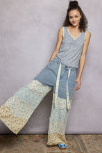 Load image into Gallery viewer, POL Twill Pants with Contrasting Asymmetrical Patchwork in Light Denim Multi
