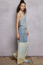 Load image into Gallery viewer, POL Twill Pants with Contrasting Asymmetrical Patchwork in Light Denim Multi