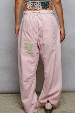 Load image into Gallery viewer, POL Striped Twill Barrel Pants with Mixed Patches in Pink Striped