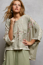 Load image into Gallery viewer, POL Star Patched Hooded Top in Light Grey