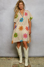 Load image into Gallery viewer, POL OVERSIZED Bold Floral and Beaded Detail Mini Dress in Cream Multi