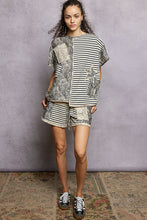 Load image into Gallery viewer, POL Navy Stripe Top with Crochet Details in Navy Multi