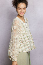 Load image into Gallery viewer, POL Contrasting Mixed Fabric Peasant Top in Natural