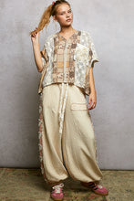 Load image into Gallery viewer, POL Patchwork Design Crop Top in Ivory/Beige Multi