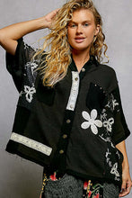 Load image into Gallery viewer, POL Mix N Match Patched Button Down Top in Black