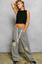 Load image into Gallery viewer, POL Striped Twill Barrel Pants with Mixed Patches in Choco Striped