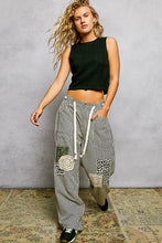 Load image into Gallery viewer, POL Striped Twill Barrel Pants with Mixed Patches in Choco Striped