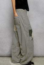 Load image into Gallery viewer, POL Striped Twill Barrel Pants with Mixed Patches in Choco Striped
