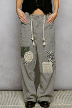 Load image into Gallery viewer, POL Striped Twill Barrel Pants with Mixed Patches in Choco Striped