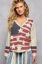 Load image into Gallery viewer, POL American Flag Patched Top in Cream Multi ON ORDER