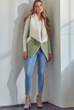 Load image into Gallery viewer, E Luna Open Front Faux Suede Vest in New Olive