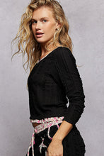 Load image into Gallery viewer, POL Textured Knit Top with Lace Details in Black