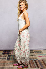 Load image into Gallery viewer, POL Double Gauze Printed Joggers with See Through Lace Details in Ivory Floral