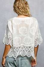 Load image into Gallery viewer, POL Crochet Button-Front Top in Off White