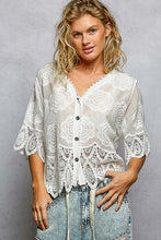 Load image into Gallery viewer, POL Crochet Button-Front Top in Off White
