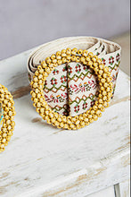 Load image into Gallery viewer, POL Mixed Embroidery Belt in Olive/Burgundy