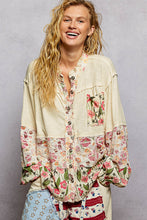 Load image into Gallery viewer, POL Contrasting Ribbed Knit and Floral Top in Natural