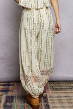 Load image into Gallery viewer, POL Double Gauze Printed Joggers with See Through Lace Details in Natural Floral