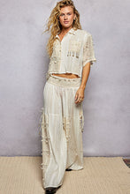 Load image into Gallery viewer, POL Mixed Fabric and Textured Pants in Natural ON ORDER