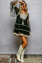 Load image into Gallery viewer, POL Fringe and Tassel Embroidered Mini Flare Dress in Black ON ORDER