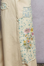 Load image into Gallery viewer, POL Denim Pants with Mixed Patches and Embroidery Detail in Natural Multi