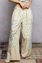 Load image into Gallery viewer, POL Denim Pants with Mixed Patches and Embroidery Detail in Natural Multi