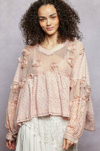 Load image into Gallery viewer, POL Vintage Bloom Lace Appliqué Top in Strawberry Yogurt