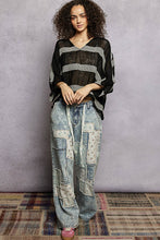 Load image into Gallery viewer, POL Striped Linen Top in Black ON ORDER