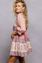 Load image into Gallery viewer, POL Floral Border Tiered Mini Dress in Pink Multi