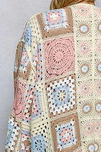 Load image into Gallery viewer, POL Open Front Crochet Granny Square Cardigan in Pink Multi