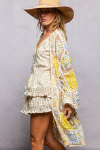 Load image into Gallery viewer, POL Open Front Crochet Granny Square Cardigan in Yellow Multi