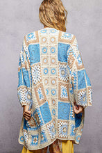 Load image into Gallery viewer, POL Open Front Crochet Granny Square Cardigan in Blue Multi