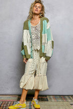 Load image into Gallery viewer, POL Patchwork Oversized Sweater Cardigan in Mint / Olive