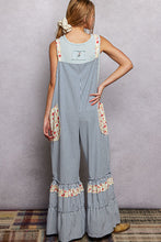 Load image into Gallery viewer, POL Striped Ruffle Wide Leg Overalls in Blue Stripe