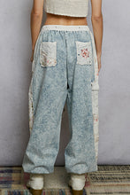 Load image into Gallery viewer, POL Denim Joggers with Floral Embroidery in Denim