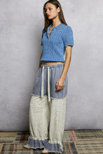 Load image into Gallery viewer, POL Denim Twill and Eyelet Lace Pants in Denim