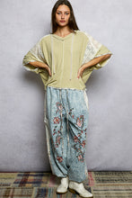 Load image into Gallery viewer, POL Ribbed Hooded Top with Floral Lace Details in Pale Sage