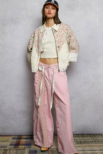 Load image into Gallery viewer, POL Mixed Print and Crochet Detailed Jacket in Oatmeal Multi